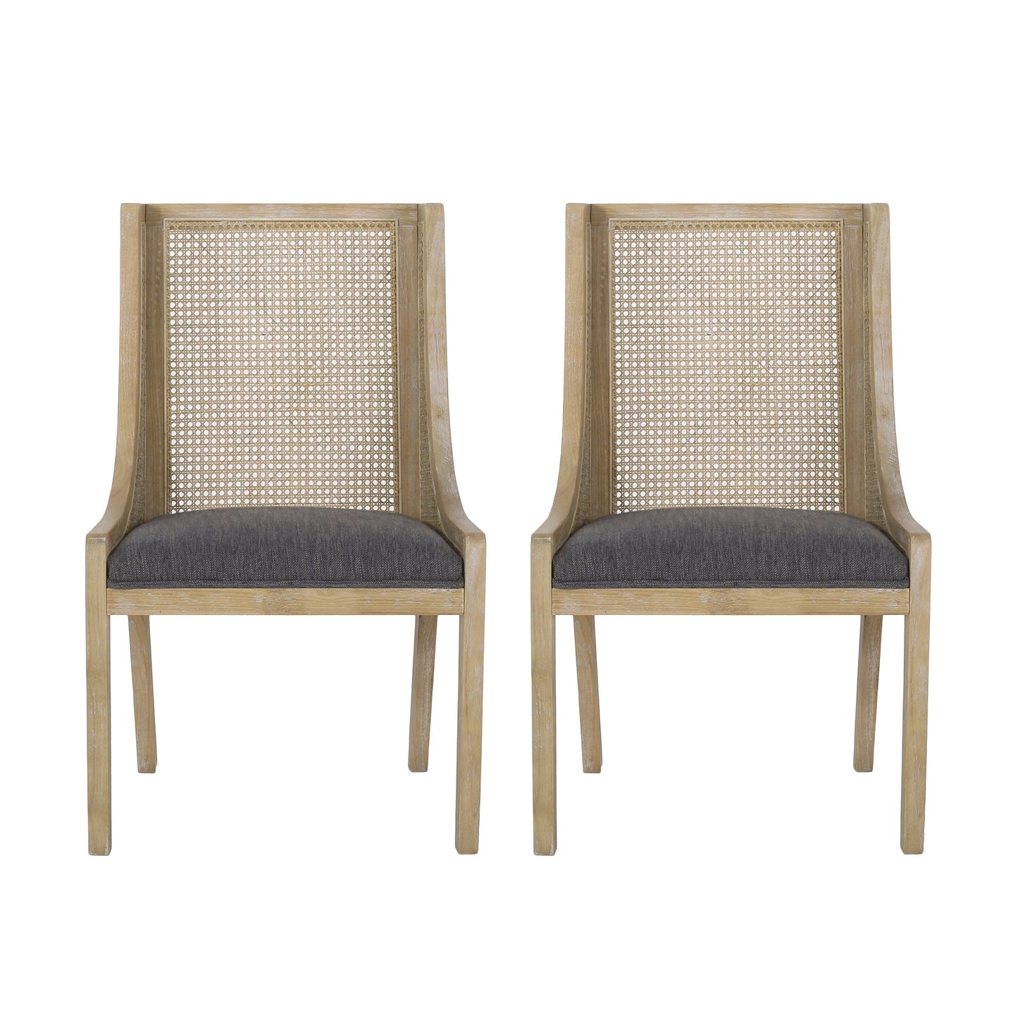 Chaises de salle à manger rembourrées en rotin et bois Maurers (lot de 2) par Christopher Knight Home
