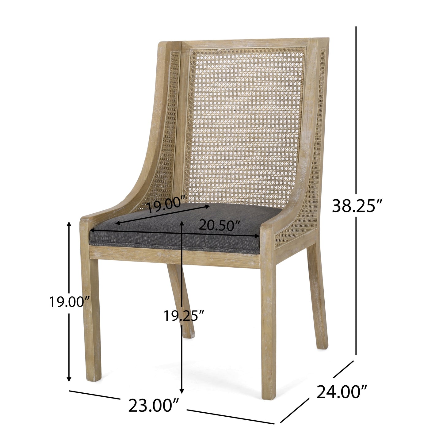 Chaises de salle à manger rembourrées en rotin et bois Maurers (lot de 2) par Christopher Knight Home