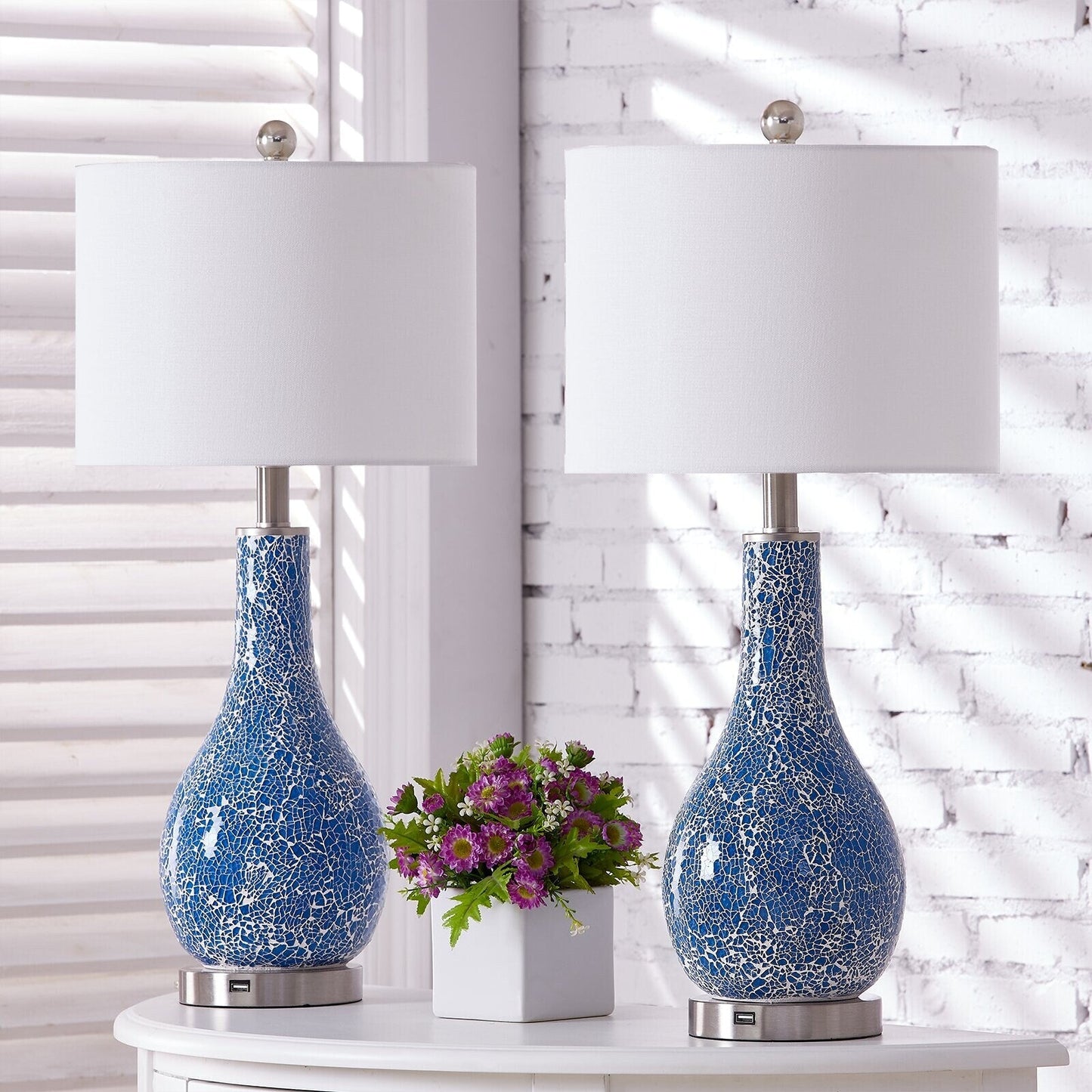 25.25 Glass Table Lamp Set with USB (Set of 2)