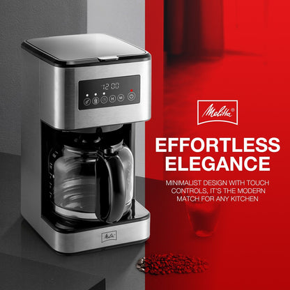 Cafetière filtre Melitta Aroma Tocco Plus 12 tasses, eau chaude et eau glacée, avec carafe en verre et écran tactile