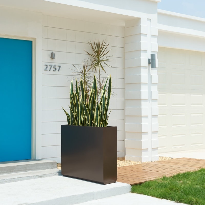 Jardinière métallique lourde pour plantes d'extérieur, 96 x 25 x 76 cm (L x l x H) de hauteur et de longueur, avec séparateur en métal - 96 x 76 x 25 cm