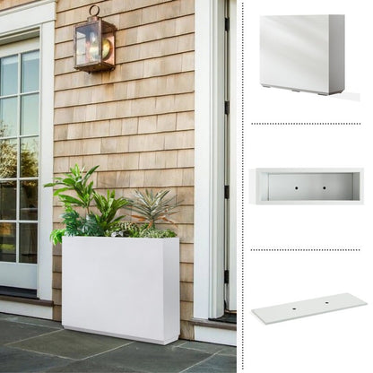 Jardinière métallique lourde pour plantes d'extérieur, 96 x 25 x 76 cm (L x l x H) de hauteur et de longueur, avec séparateur en métal - 96 x 76 x 25 cm