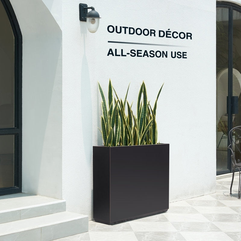 Jardinière métallique lourde pour plantes d'extérieur, 96 x 25 x 76 cm (L x l x H) de hauteur et de longueur, avec séparateur en métal - 96 x 76 x 25 cm