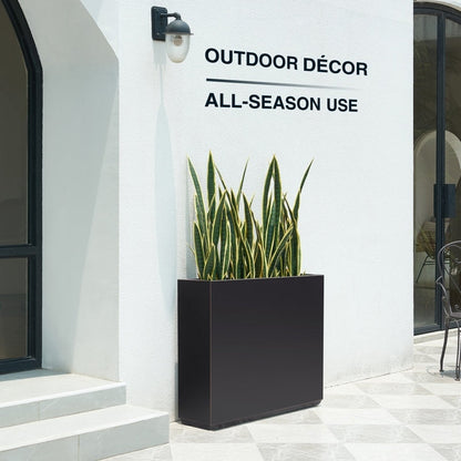 Jardinière métallique lourde pour plantes d'extérieur, 96 x 25 x 76 cm (L x l x H) de hauteur et de longueur, avec séparateur en métal - 96 x 76 x 25 cm