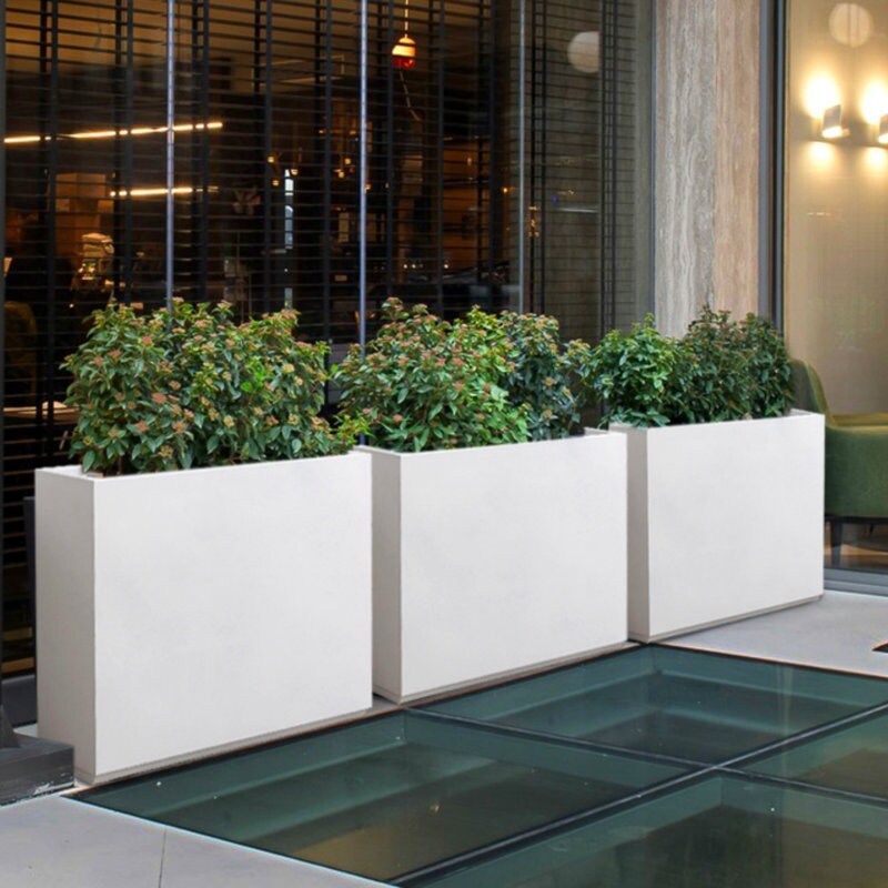 Jardinière métallique lourde pour plantes d'extérieur, 96 x 25 x 76 cm (L x l x H) de hauteur et de longueur, avec séparateur en métal - 96 x 76 x 25 cm