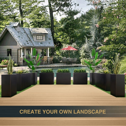 Jardinière métallique lourde pour plantes d'extérieur, 96 x 25 x 76 cm (L x l x H) de hauteur et de longueur, avec séparateur en métal - 96 x 76 x 25 cm