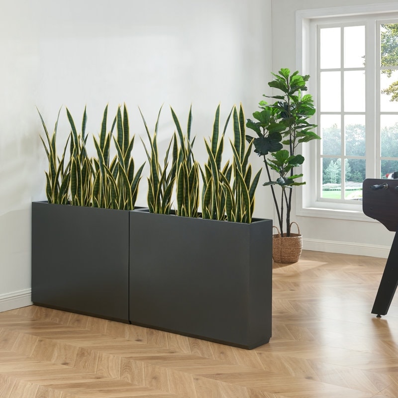 Jardinière métallique lourde pour plantes d'extérieur, 96 x 25 x 76 cm (L x l x H) de hauteur et de longueur, avec séparateur en métal - 96 x 76 x 25 cm