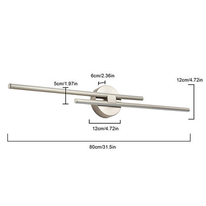 Minimalist 2-Light Dimmable LED Vanity Light Linear Metal Wall Sconce