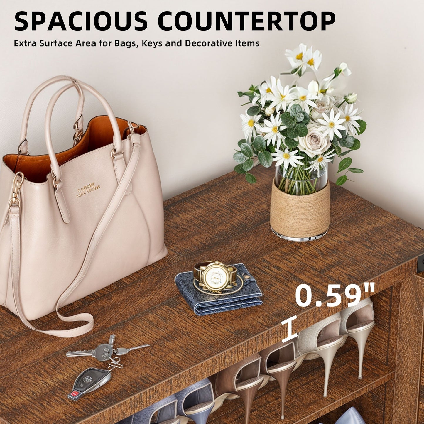 Meuble de rangement à chaussures Moasis à 5 niveaux pour 20 paires de chaussures avec portes doubles pour l'entrée