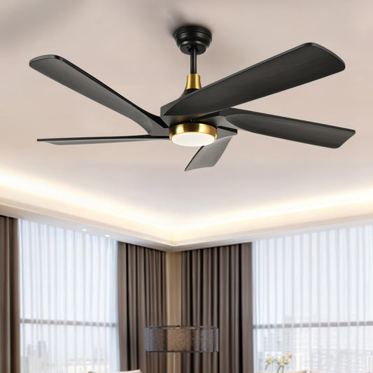 Moasis 52 Modern Remote Control Ceiling Fan with Lights and 5 Solid Wood Blades