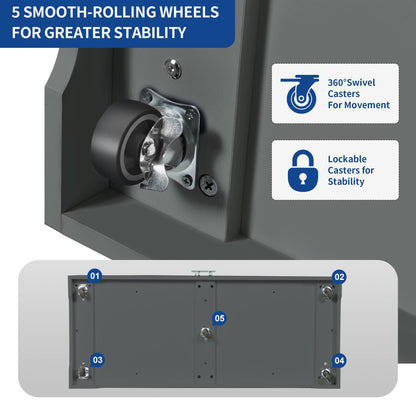 Meuble de rangement pour îlot de cuisine roulant Moasis de 53 pouces, chariot de cuisine mobile portable