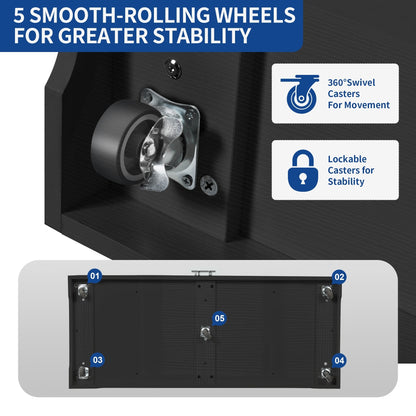 Meuble de rangement pour îlot de cuisine roulant Moasis de 53 pouces, chariot de cuisine mobile portable