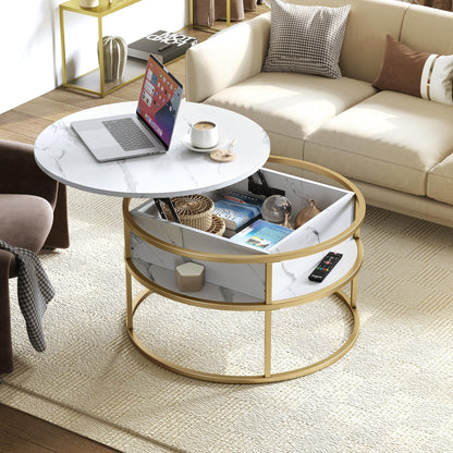Moasis Round Lift Top Coffee Table with Hidden Storage