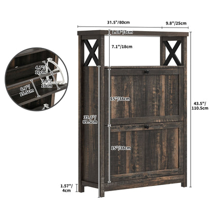 Meuble de rangement à chaussures Moasis avec 2 compartiments pour entrée et couloir