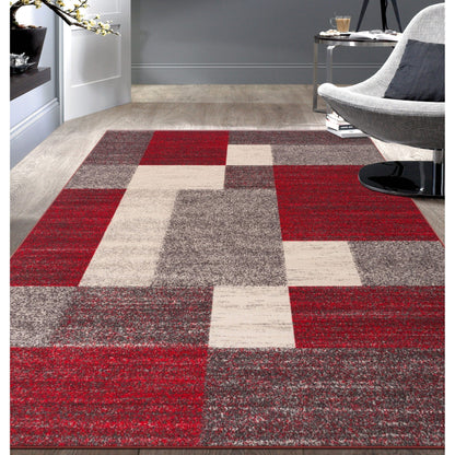 World Rug Gallery Modern Boxes Design Non-slip (Non-skid) Area Rug