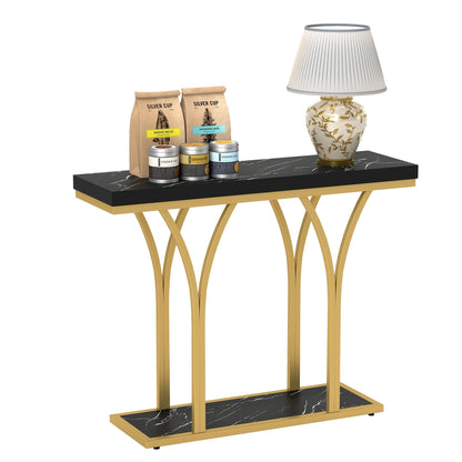 Modern Gold Console Sofa Table with Marbling Top for Entryway Hallway
