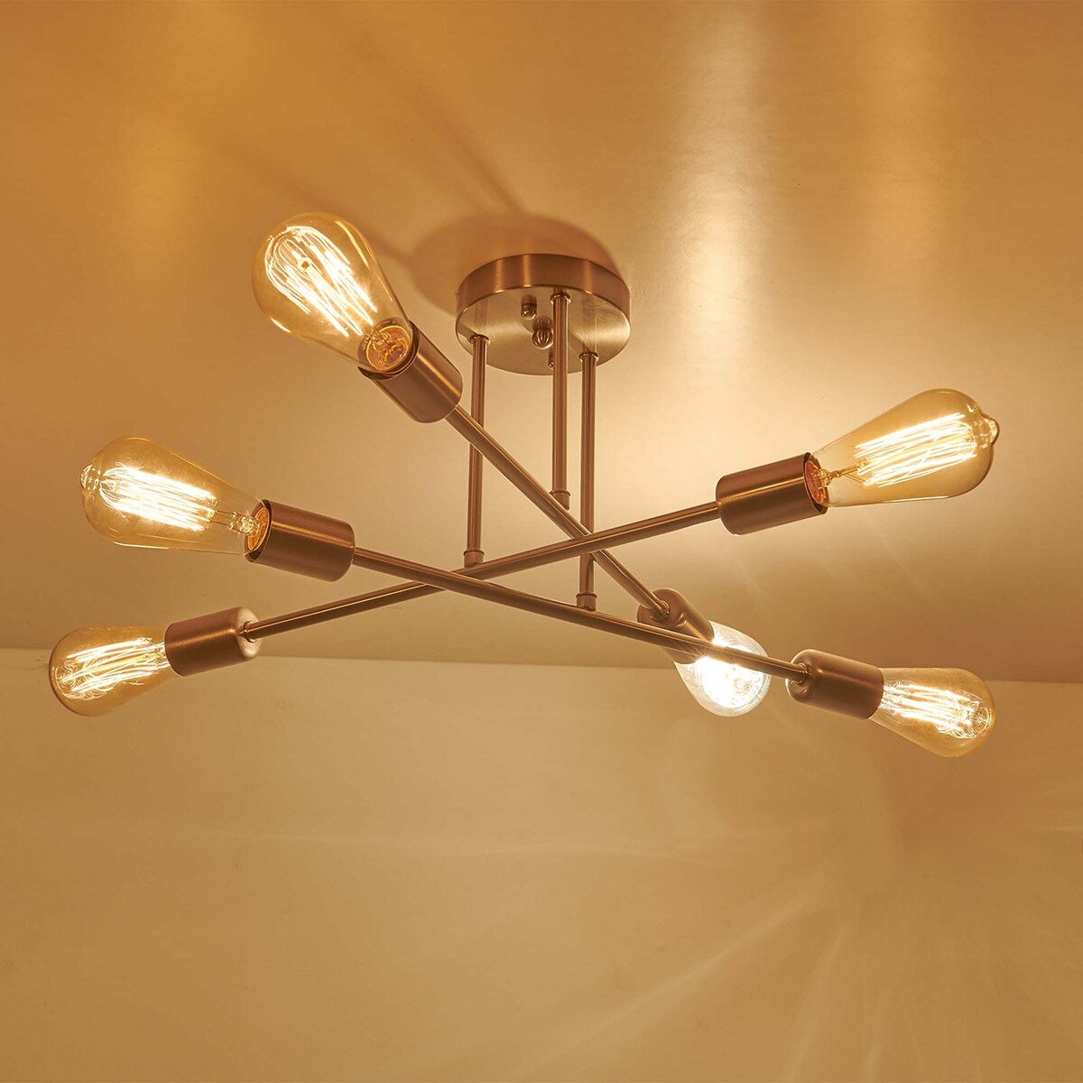 6 - Light Modern Metal 23.62'' Sputnik Semi-Flush Mount Ceiling Light