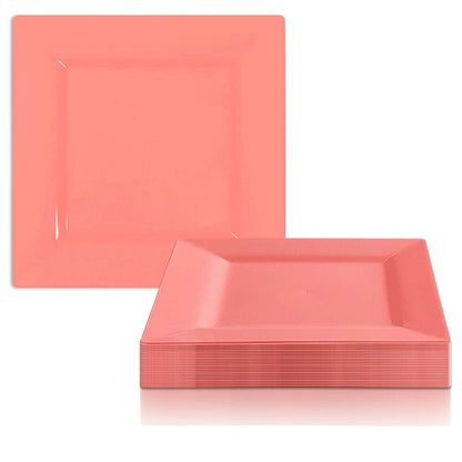Modern Solid Square Disposable Plastic Plate Packs - Party Supplies