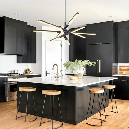 Modern Tiered Linear Sputnik Chandelier Warm Light 3000K Integrated LED Chandelier