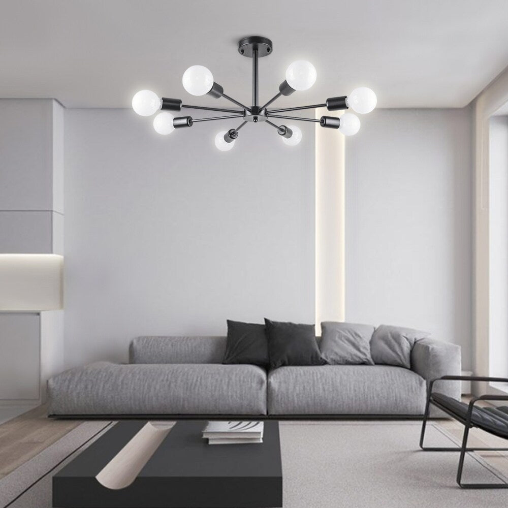 Black/ Gold Sputnik Semi Flush Mount Lamp Close to Ceiling Light Fixture for Living Room/ Kitchen/ Office/ Bedroom/ Foyer