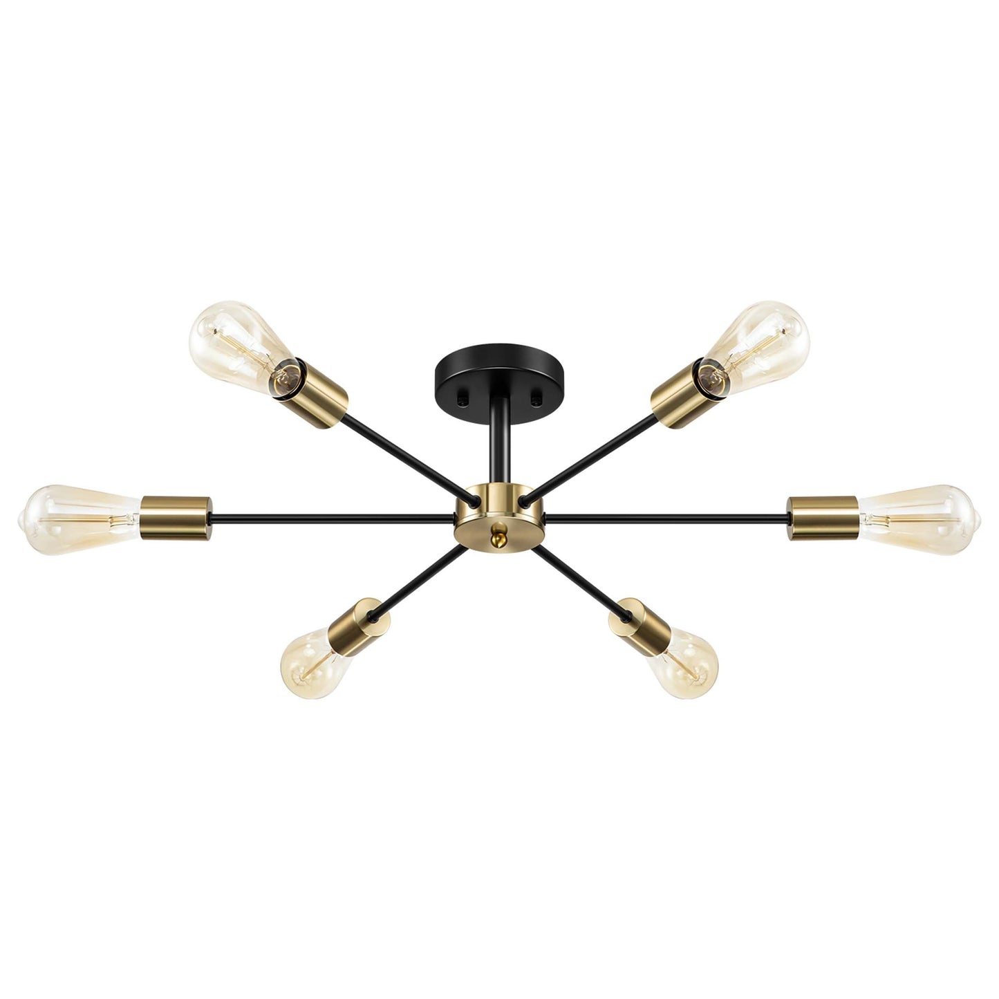 Black/ Gold Sputnik Semi Flush Mount Lamp Close to Ceiling Light Fixture for Living Room/ Kitchen/ Office/ Bedroom/ Foyer