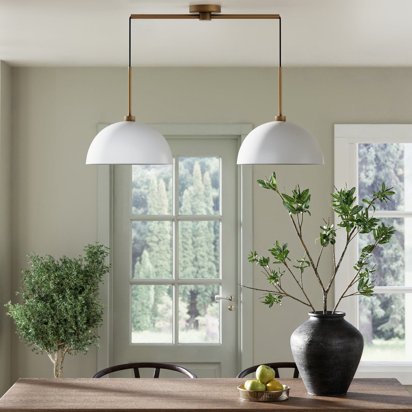 Nathan James Percy Modern 2-Light Pendant Island Light Fixture, Hanging Lights with Metal Shade and Adjustable Cord