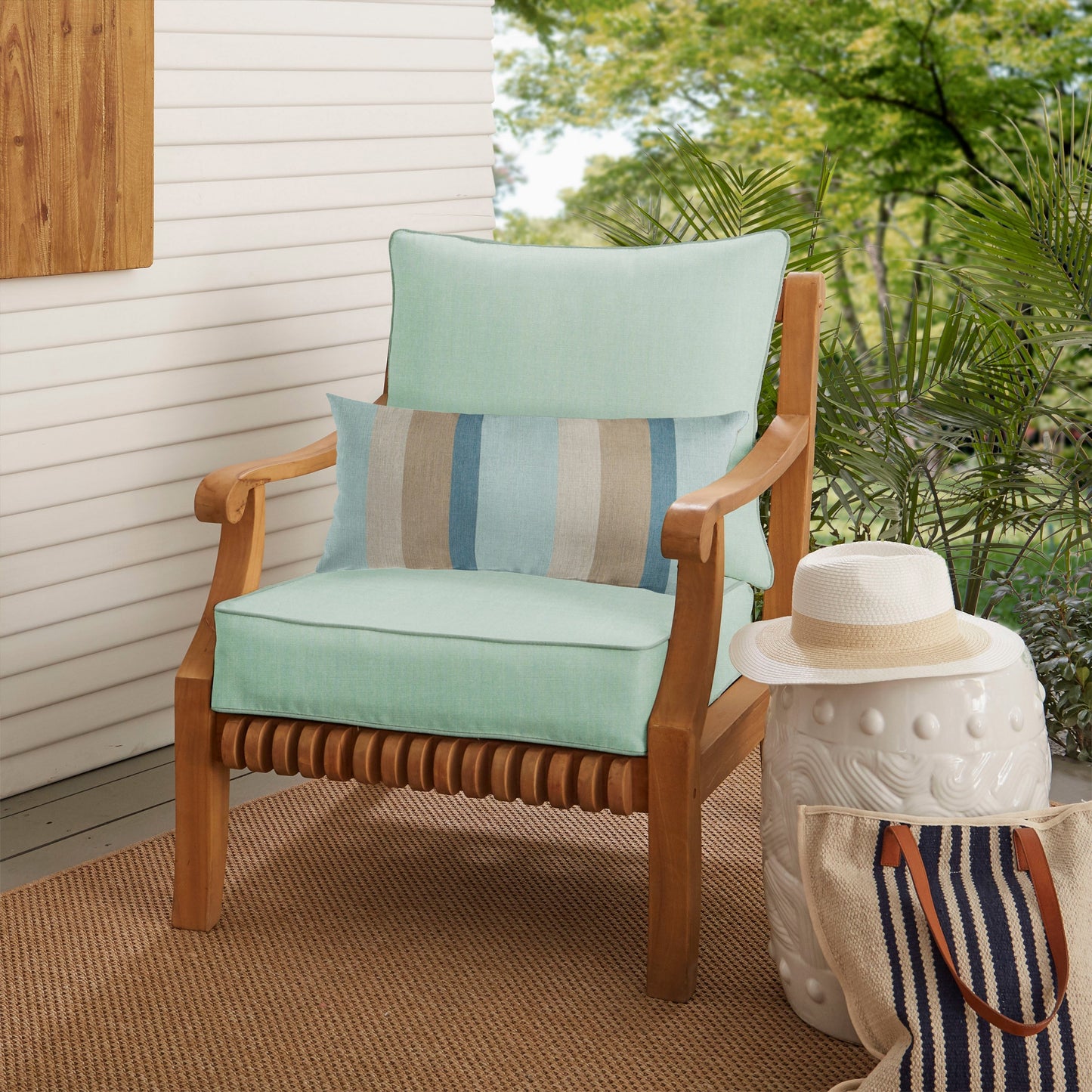 Oakley Sunbrella Solid Indoor/ Outdoor Corded Pillow and Chair Cushion Set