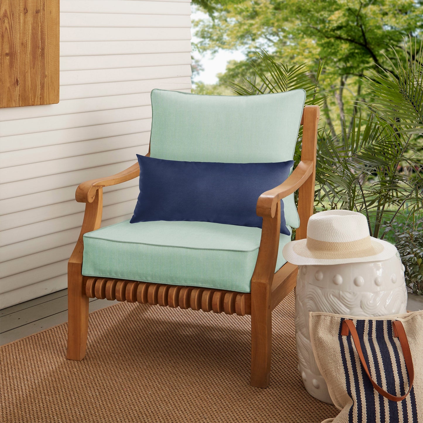 Oakley Sunbrella Solid Indoor/ Outdoor Corded Pillow and Chair Cushion Set