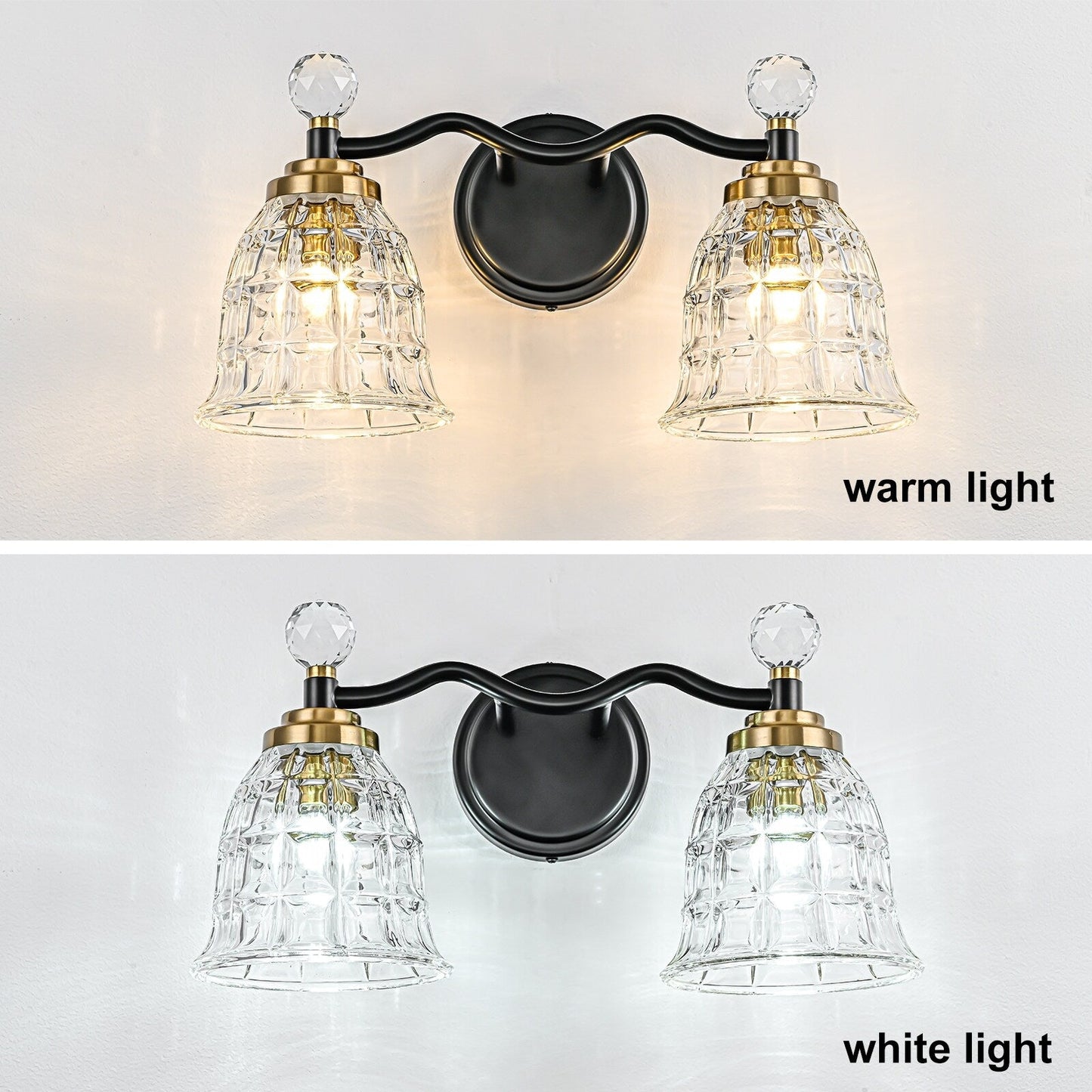 Ora Modern Dimmable Black Gold Bathroom Vanity Lights