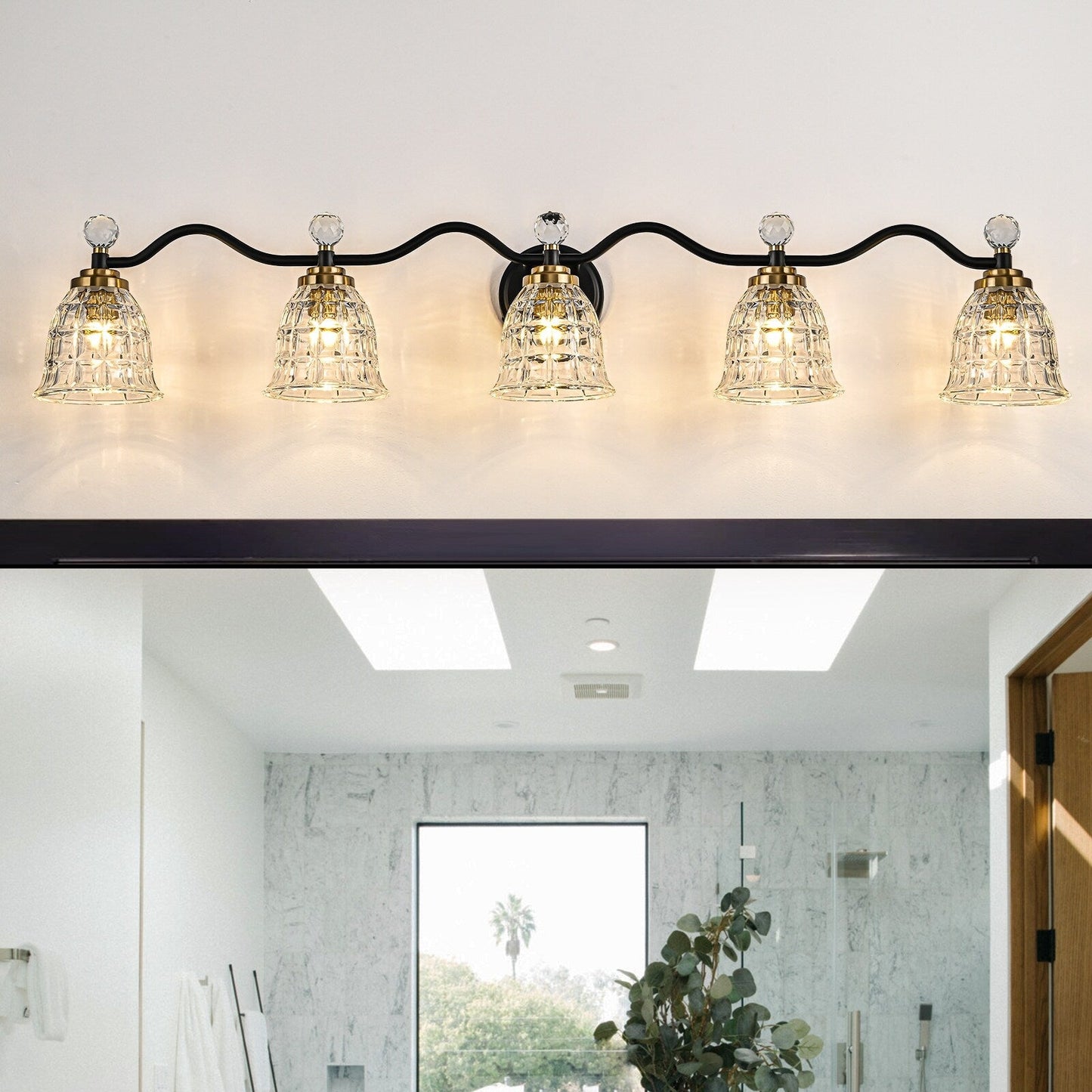 Ora Modern Dimmable Black Gold Bathroom Vanity Lights