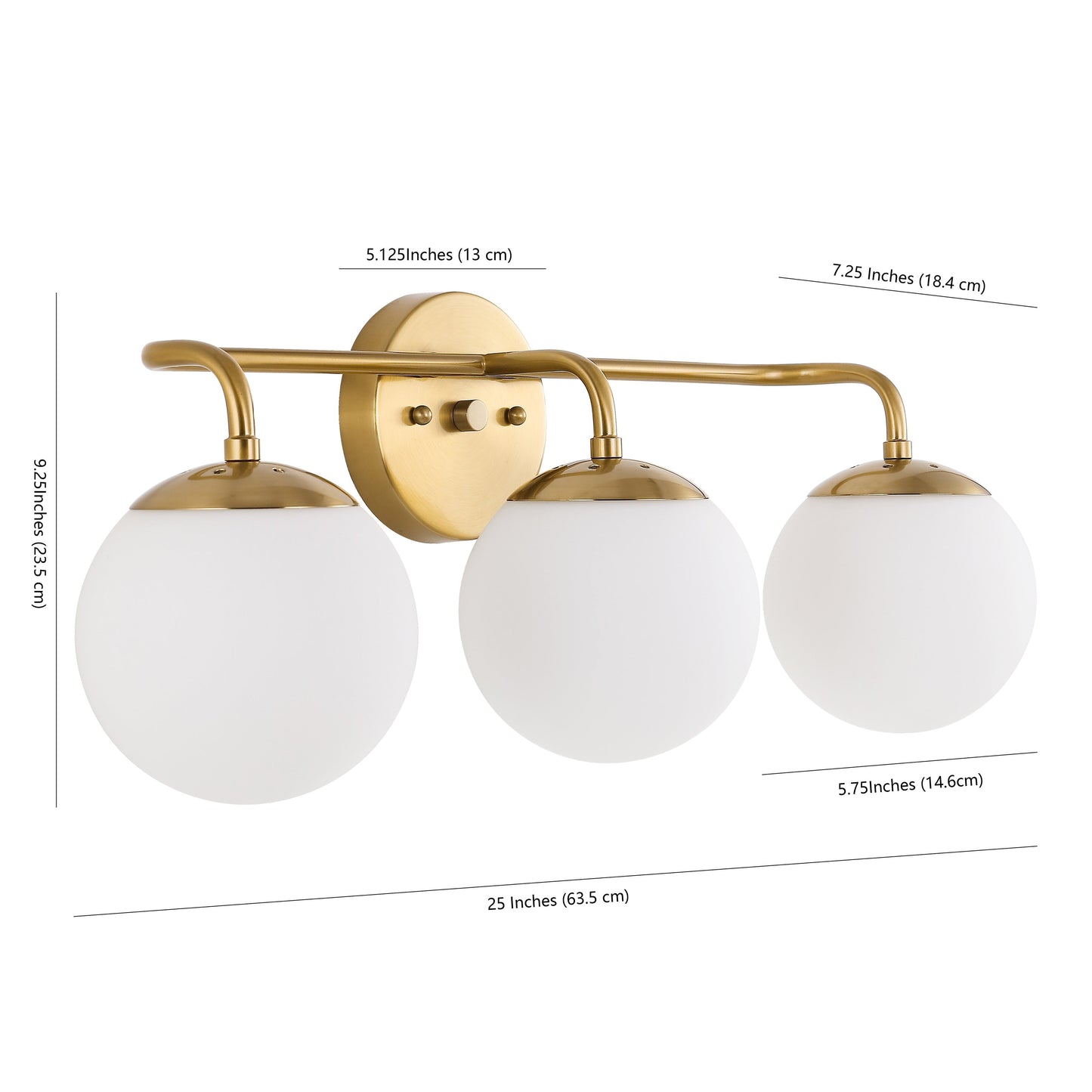 Globe Metal/Frosted Glass Modern LED Vanity, by JONATHAN Y