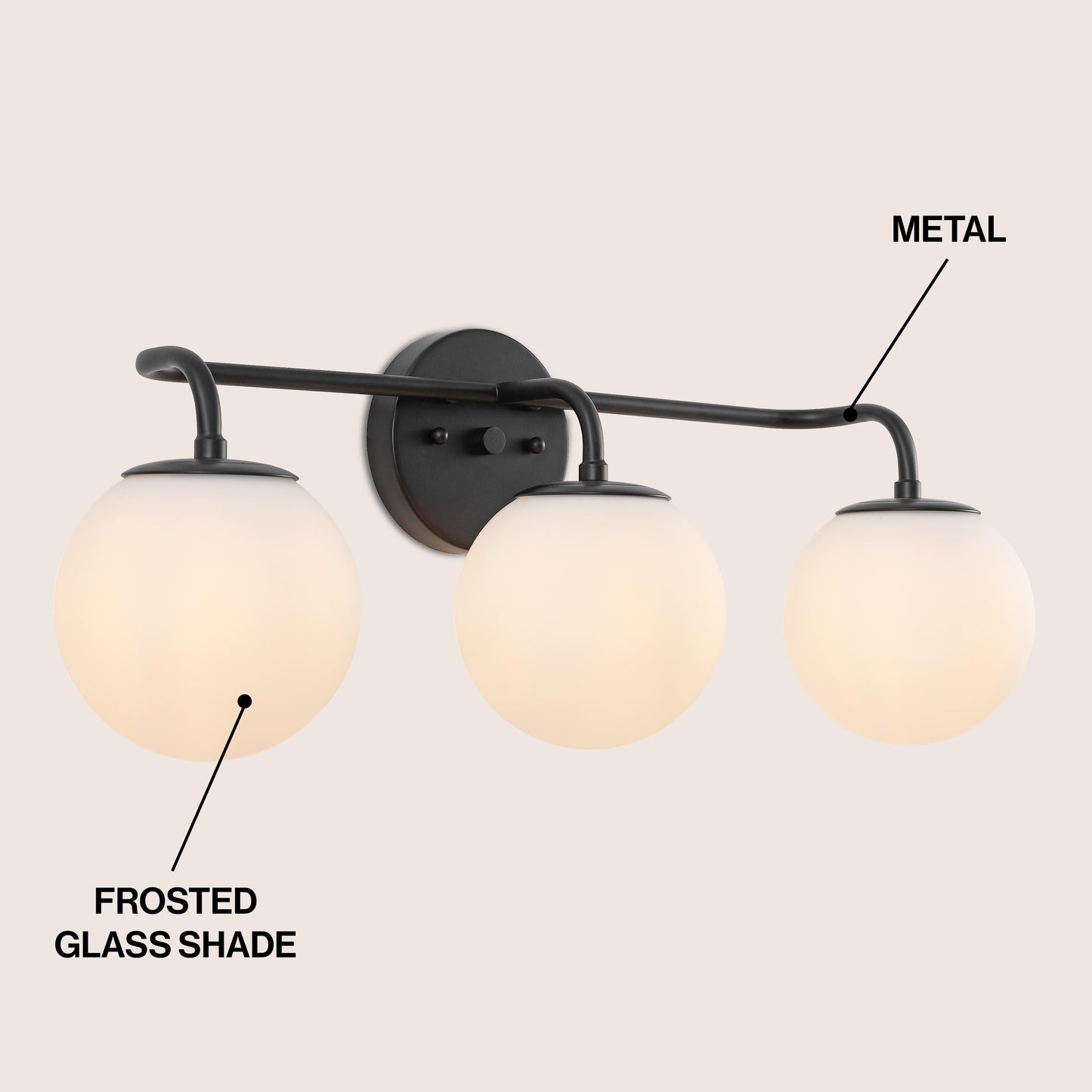 Globe Metal/Frosted Glass Modern LED Vanity, by JONATHAN Y