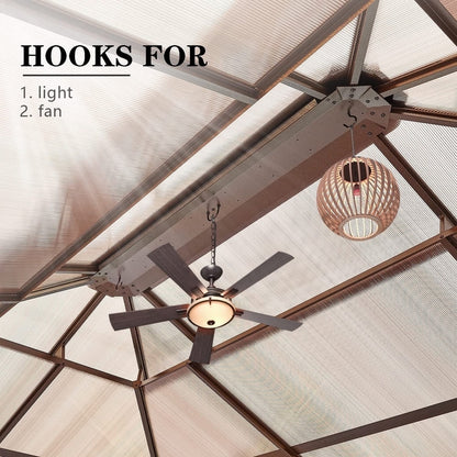 Gazebo à toit rigide EROMMY, pergola d'extérieur avec double toit, filet et rideaux, auvent robuste pour patio, arrière-cour, fête au bord de la piscine