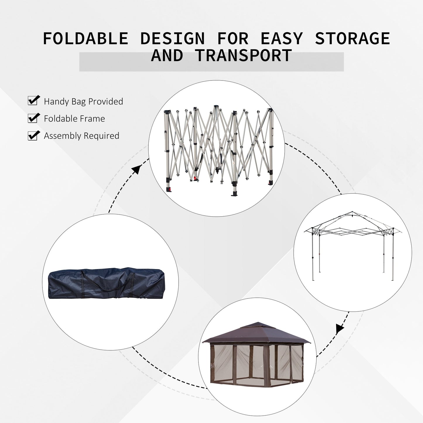 Outsunny 12' x 12' Pop Up Canopy Sun Shade Tente instantanée pliable avec filet latéral en maille, hauteur réglable sur 3 niveaux