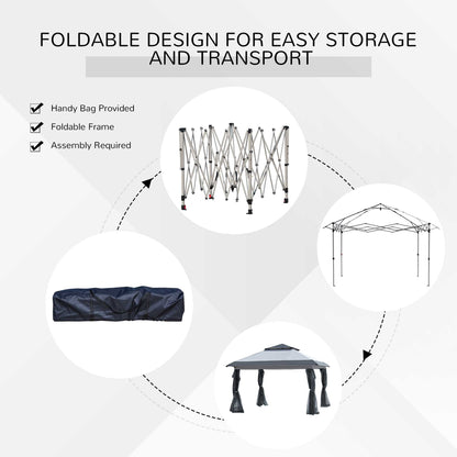 Outsunny 12' x 12' Pop Up Canopy Sun Shade Tente instantanée pliable avec filet latéral en maille, hauteur réglable sur 3 niveaux