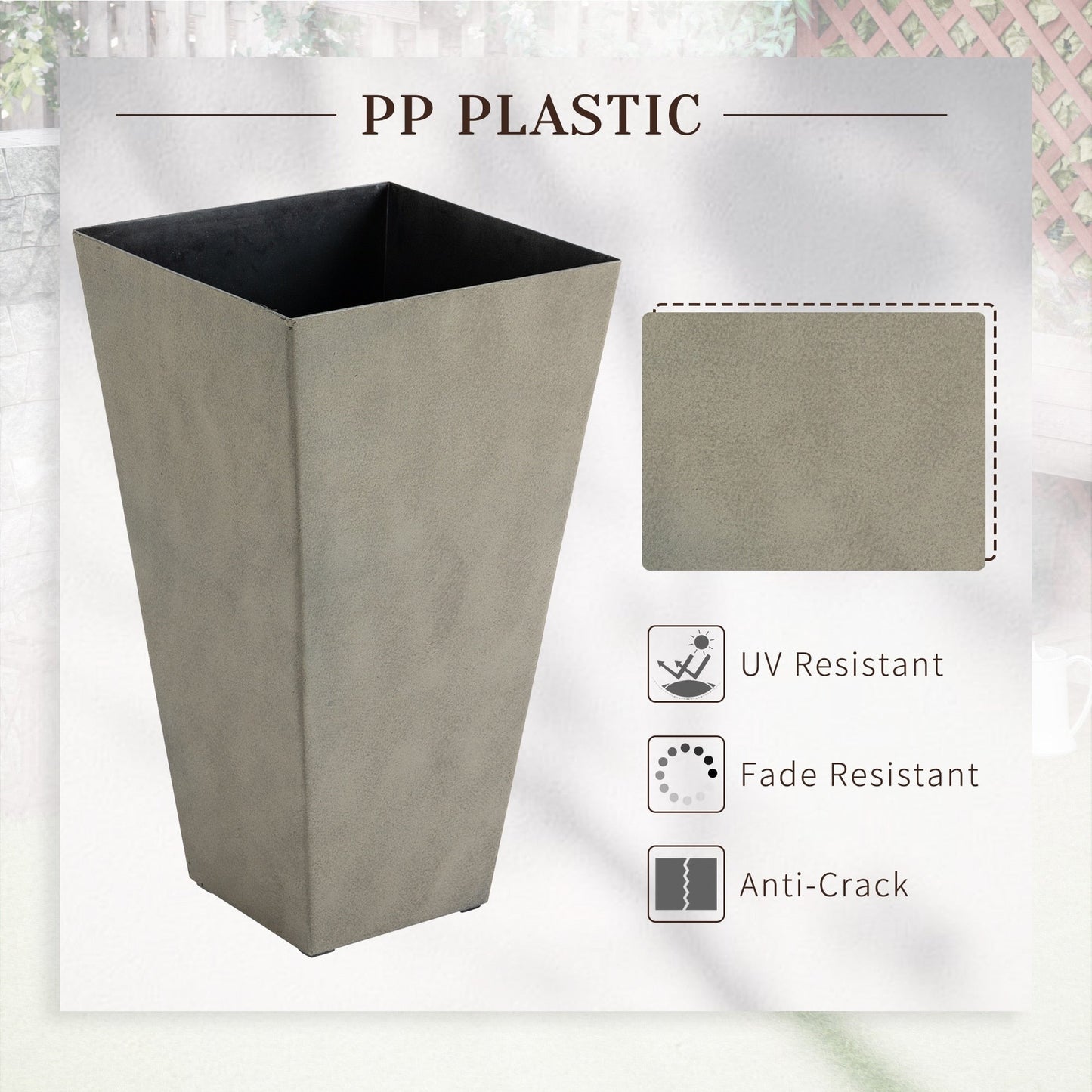 Lot de 3 grands pots de fleurs en plastique Outsunny 28 cm, pour l'intérieur et l'extérieur, pour l'entrée, la terrasse et la cour.