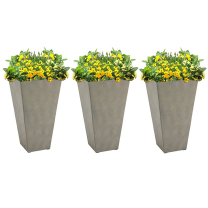 Lot de 3 grands pots de fleurs en plastique Outsunny 28 cm, pour l'intérieur et l'extérieur, pour l'entrée, la terrasse et la cour.