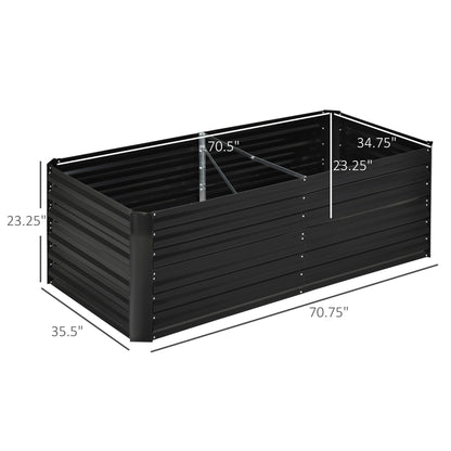 Outsunny Raised Garden Bed, 71 x 36 x 23 Galvanized Steel Planters for Outdoor Plants with Reinforced Rods