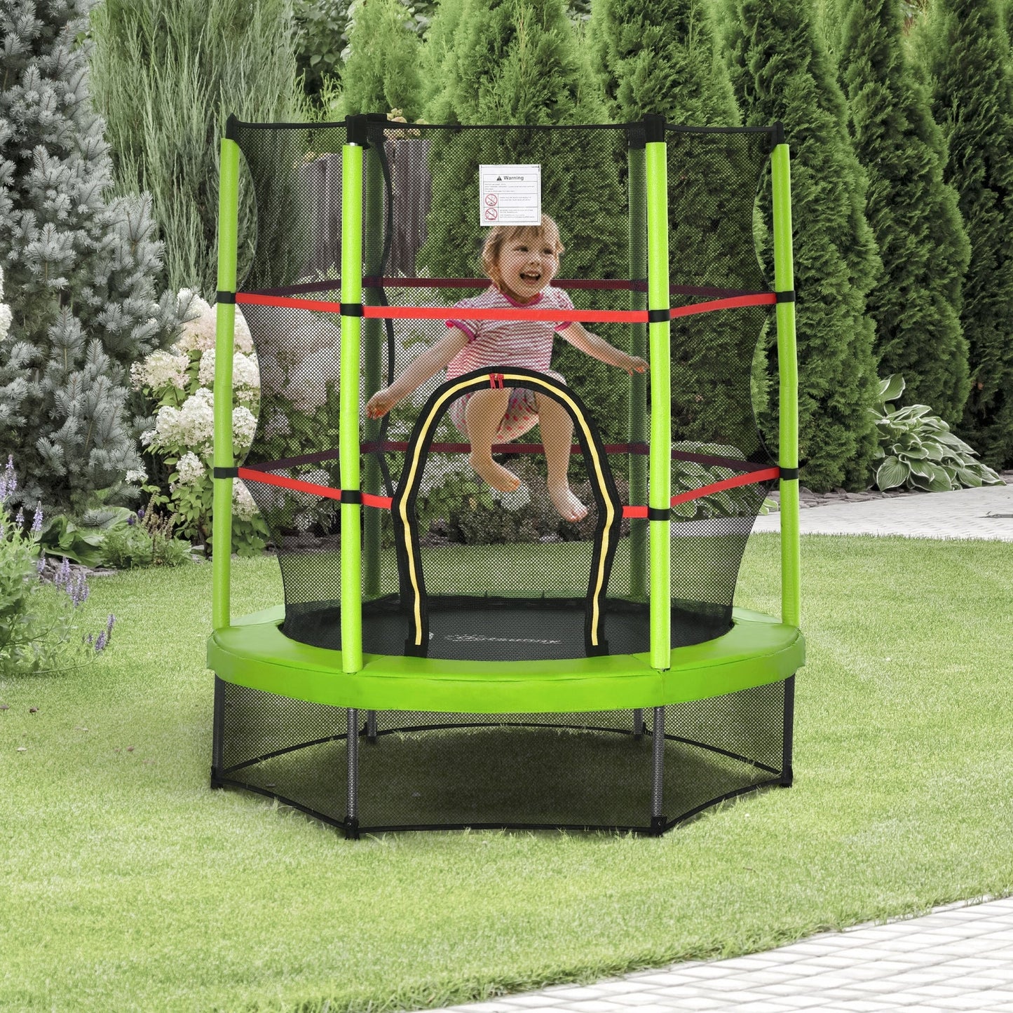 Outsunny 5' Diameter Kids Trampoline with Net for Indoors & Outdoors, Ages 3 to 6