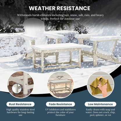 Polytrends Laguna Hdpe All Weather Outdoor Patio Rectangular Coffee Table