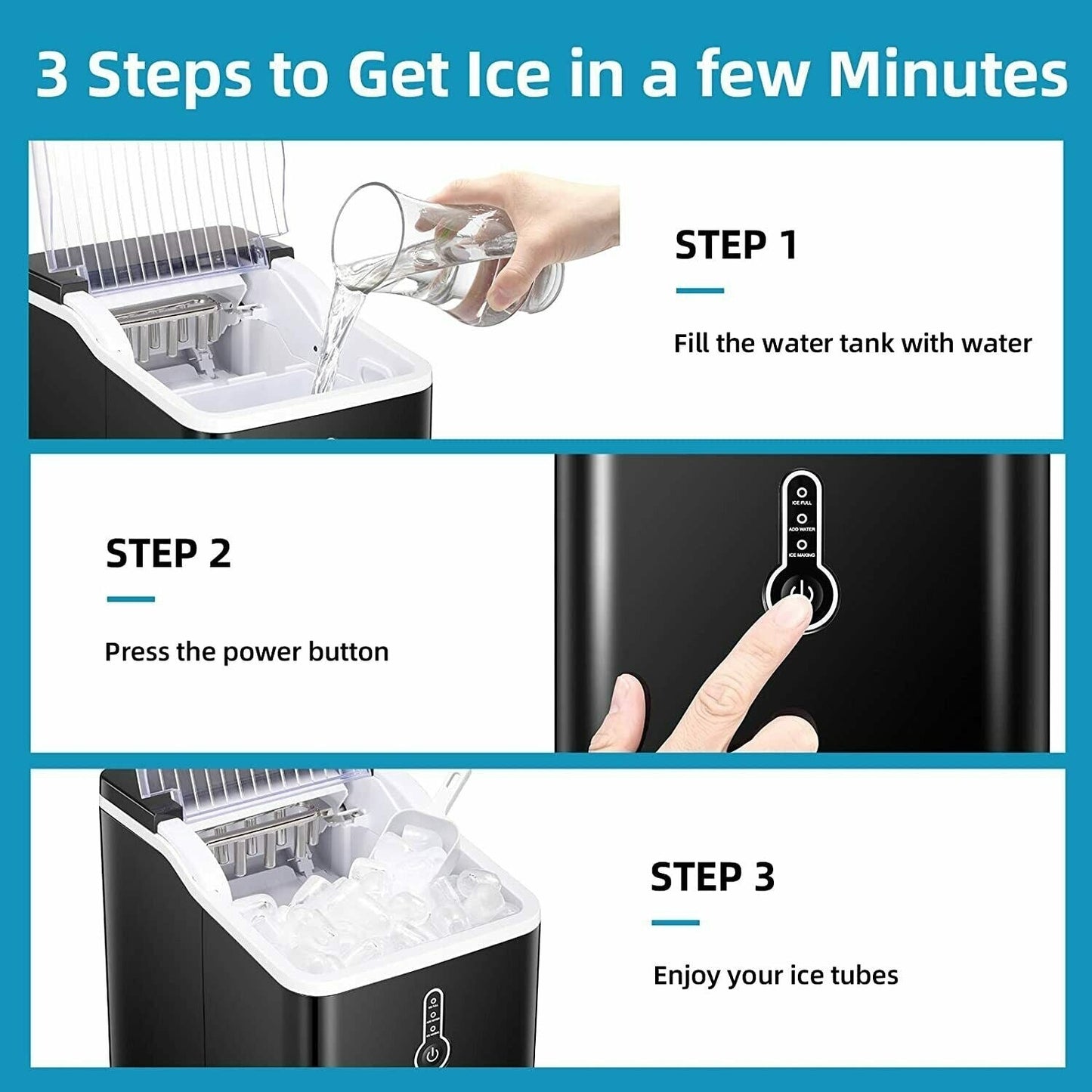 Portable Countertop Ice Maker Machine，26Lbs/24H， Self-Cleaning Home, Low Noise
