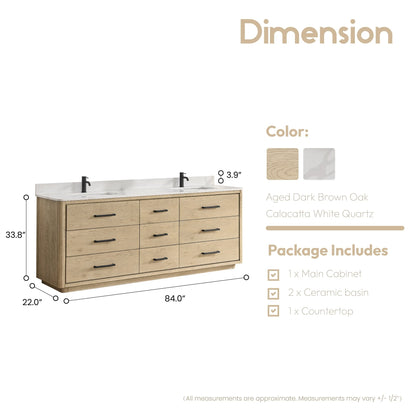 Meuble-lavabo Porto avec dessus en quartz blanc sans miroir