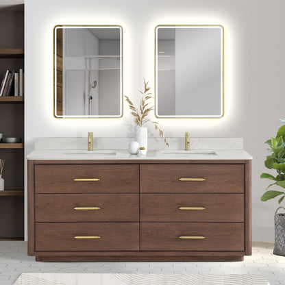 Meuble-lavabo Porto avec dessus en quartz blanc sans miroir