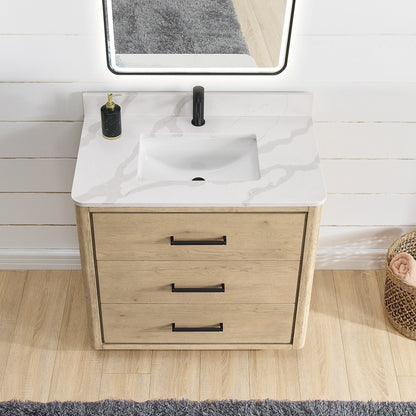 Meuble-lavabo Porto avec dessus en quartz blanc sans miroir