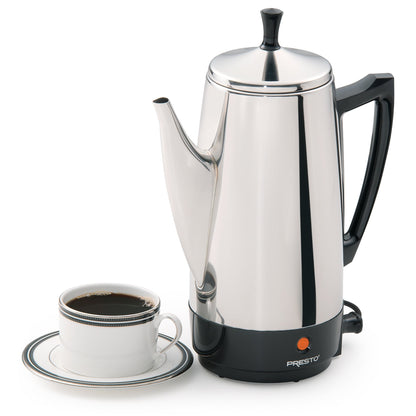 Cafetière Presto en acier inoxydable, percolateur robuste 12 tasses, argent - 2,79