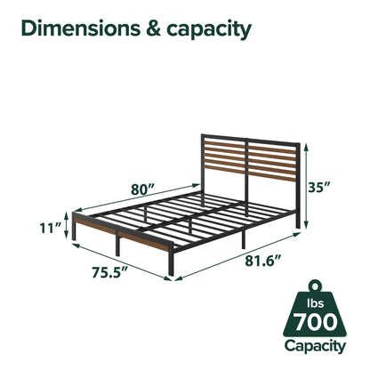 Priage by ZINUS Brown Bamboo and Metal Platform Bed Frame