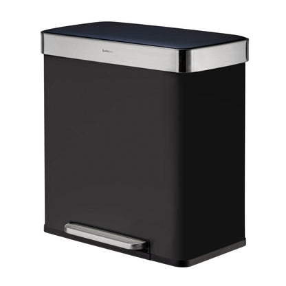 Poubelle de recyclage rectangulaire Qualiazero 16 gal (unité double 8 gal) - Acier inoxydable