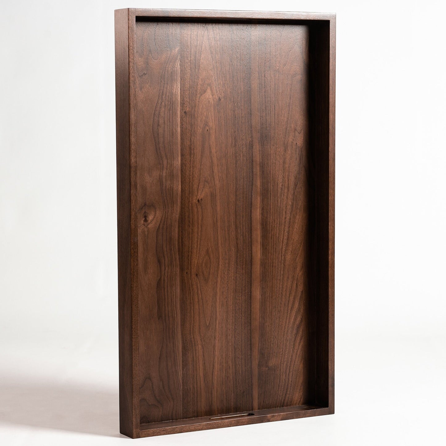 KINWELL Rectangle Black Walnut Wood Serving Tray Ottoman Tray