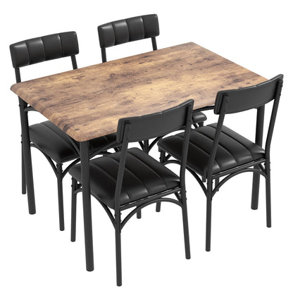 Ensemble table à manger rectangulaire pour 4 personnes avec chaises rembourrées