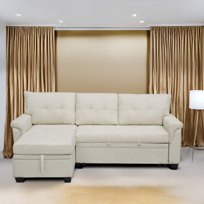 Canapé sectionnel réversible avec lit gigogne, méridienne avec rangement dissimulé, pieds durables,